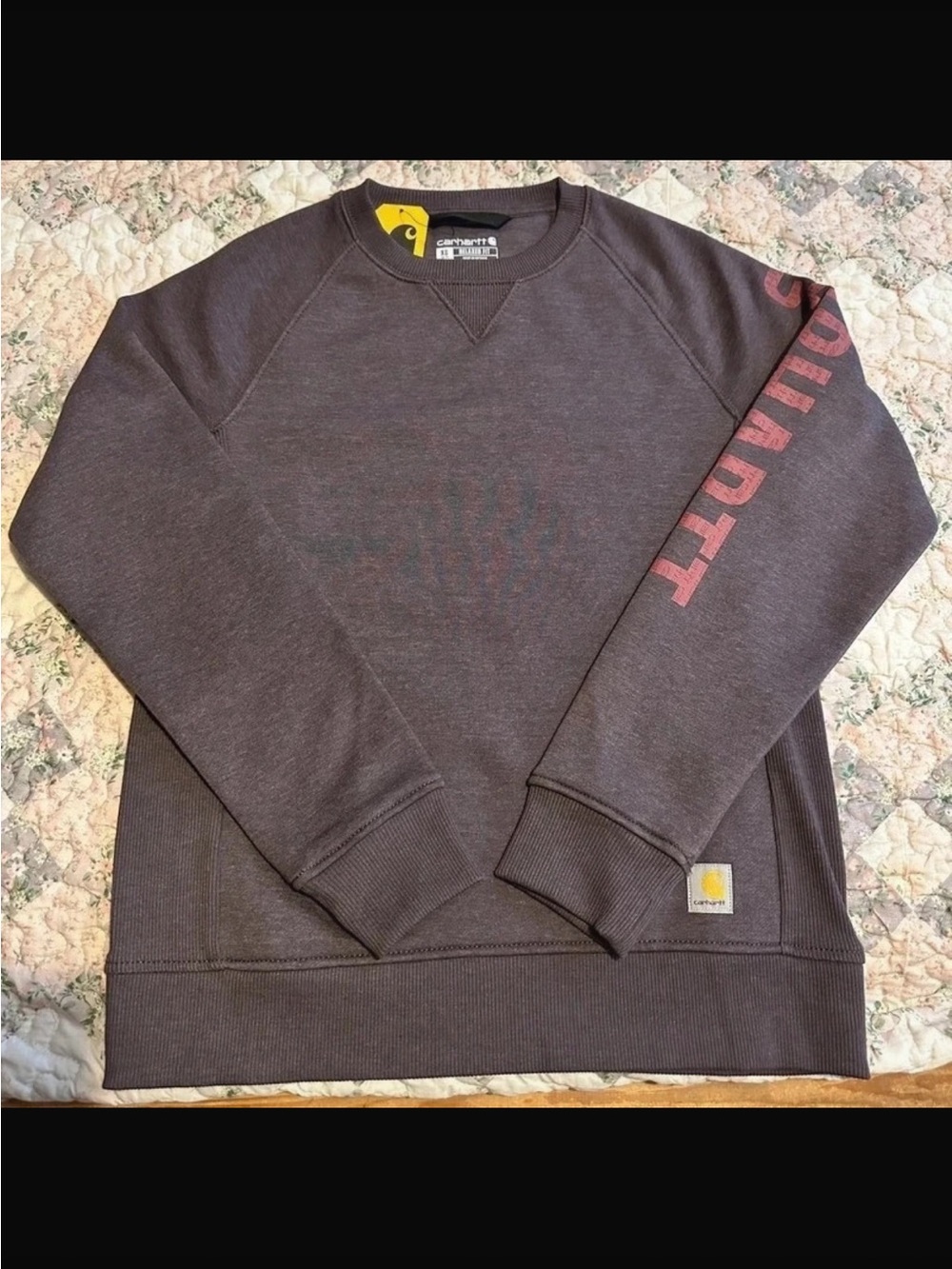 Carhartt Midweight Thick Warm Cozy Textured Sleeve Logo Pullover Sweater